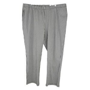 Lands' End Sport Knit Pants 2X Black‎ White Check Straight Leg High Rise PT-2671